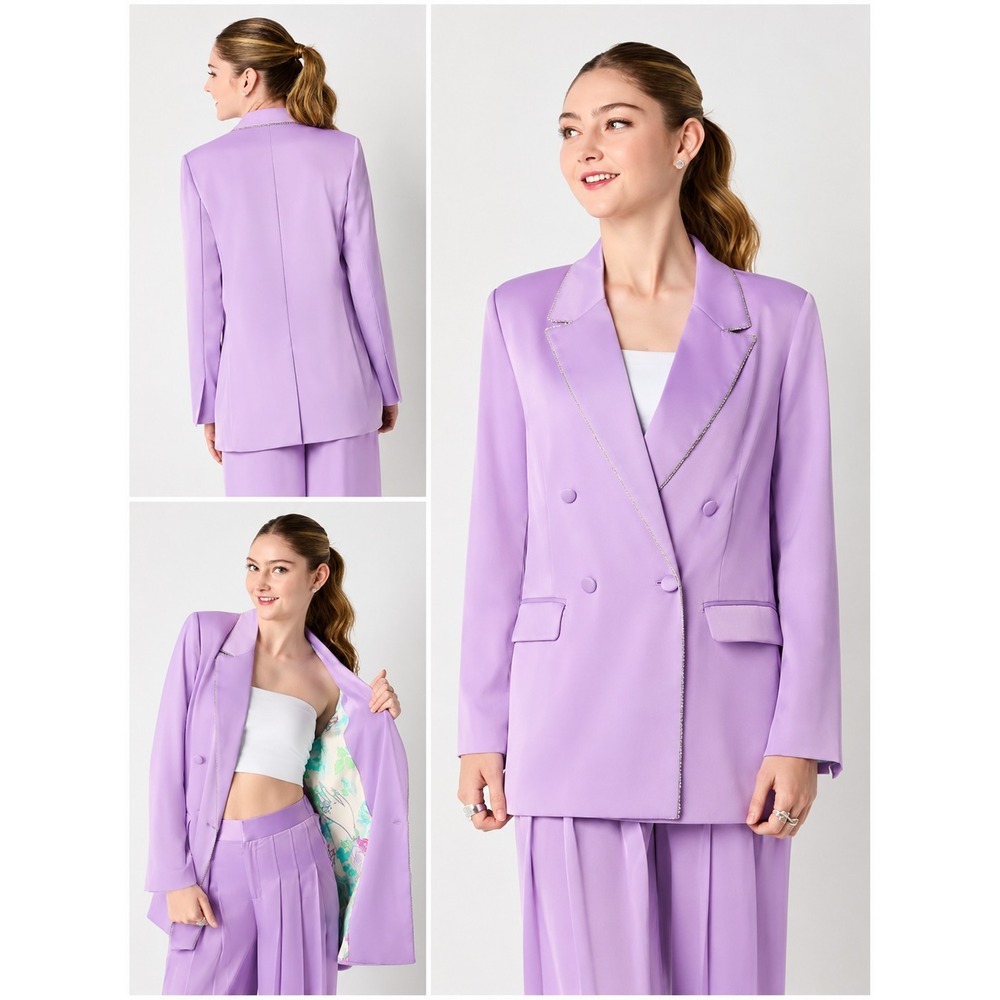 NWT Johnny Wujek Embossed Suit Jacket Blazer in Lillac Breeze Women's XL *Flaw - Picture 11 of 12